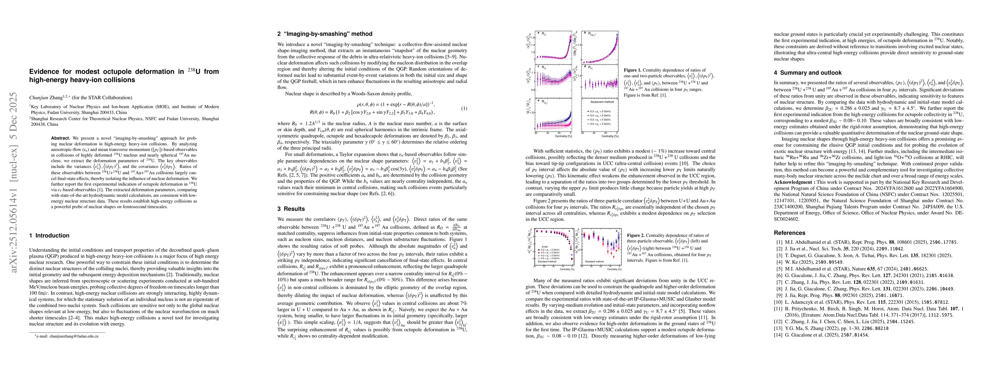 Thumbnail for Evidence for modest octupole deformation in $^{238}$U from high-energy heavy-ion collisions