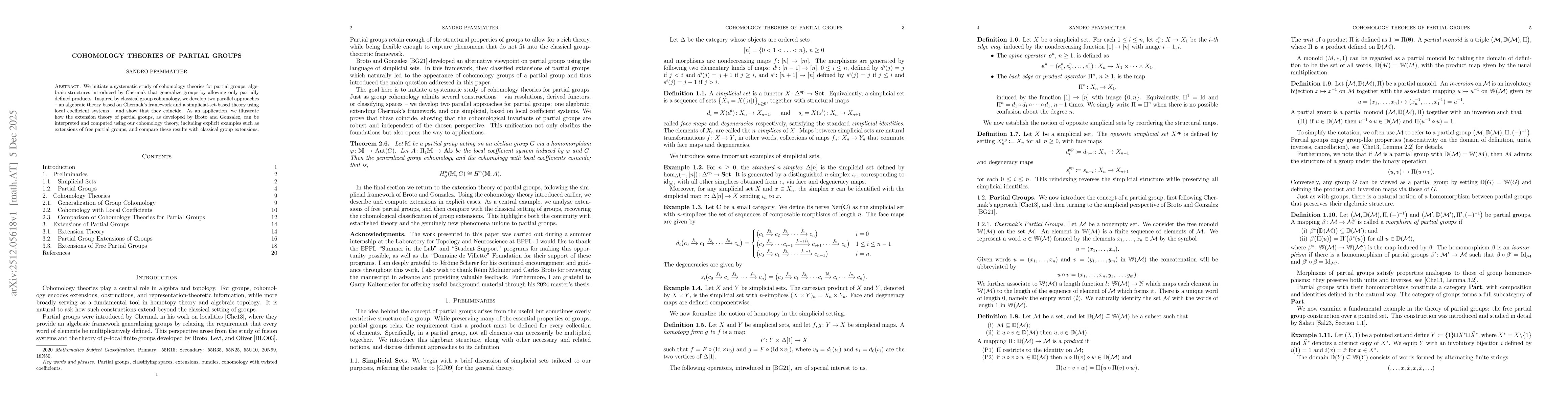 Thumbnail for Cohomology Theories of Partial Groups