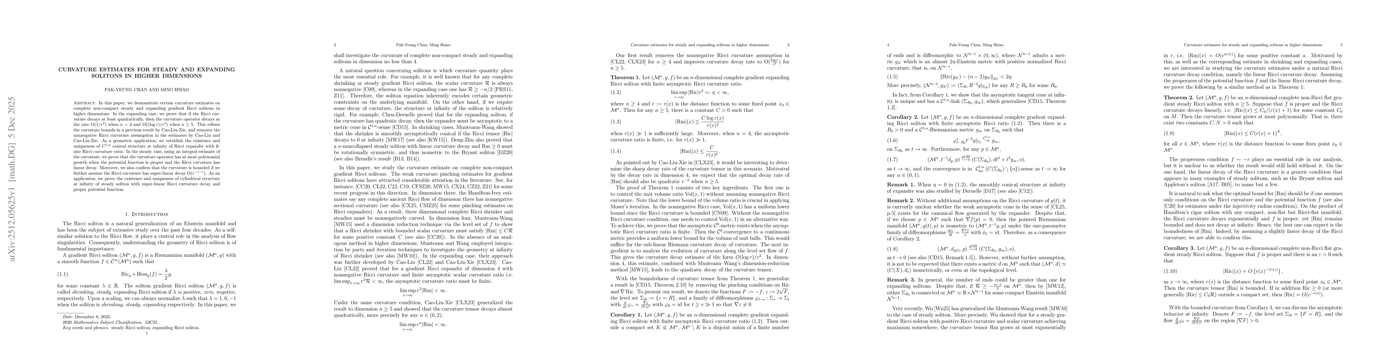 Thumbnail for Curvature estimates for steady and expanding solitons in higher dimensions