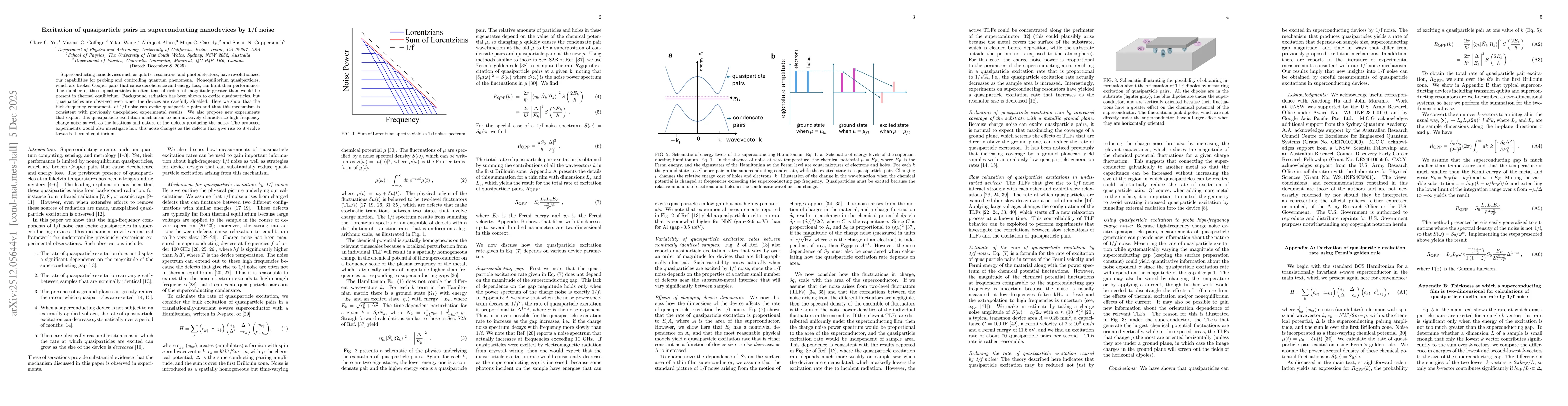 Thumbnail for Excitation of quasiparticle pairs in superconducting nanodevices by 1/f noise