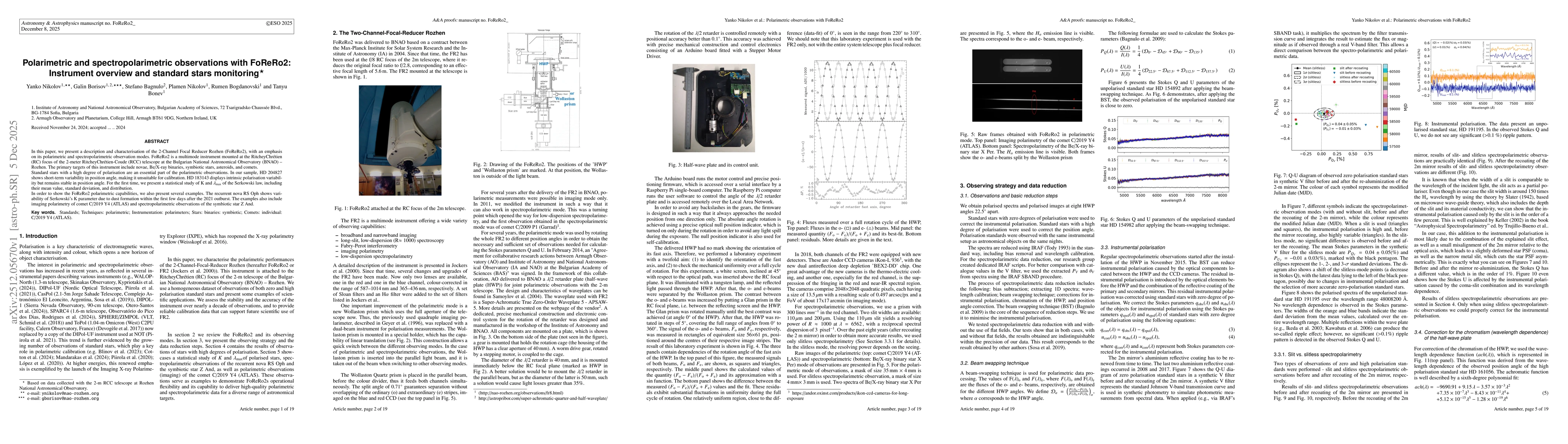 Thumbnail for Polarimetric and spectropolarimetric observations with FoReRo2: Instrument overview and standard stars monitoring