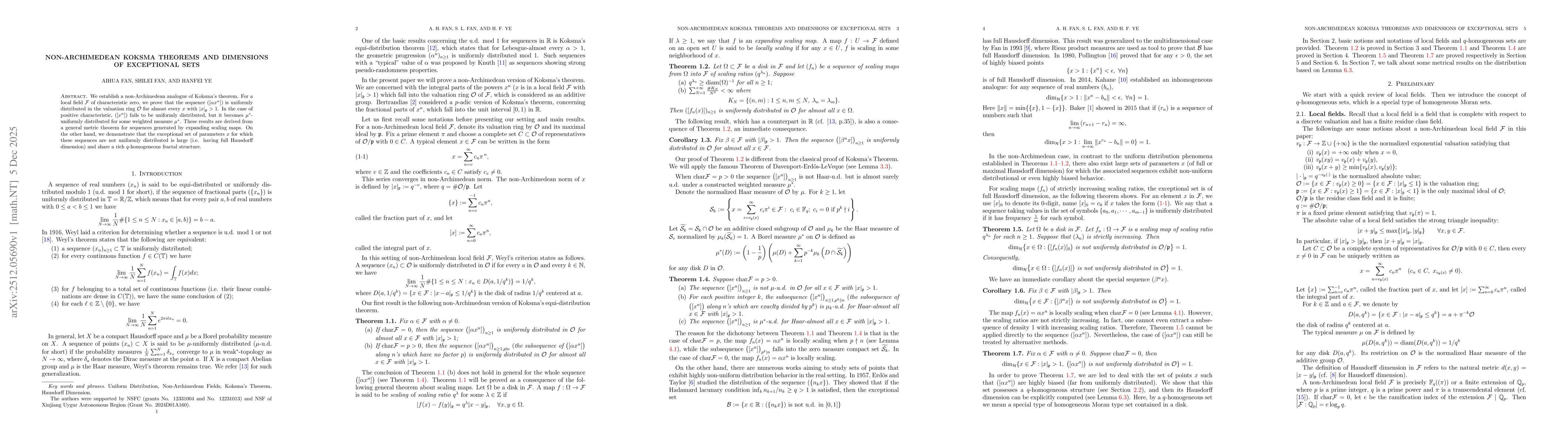 Thumbnail for Non-Archimedean Koksma Theorems and Dimensions of Exceptional Sets