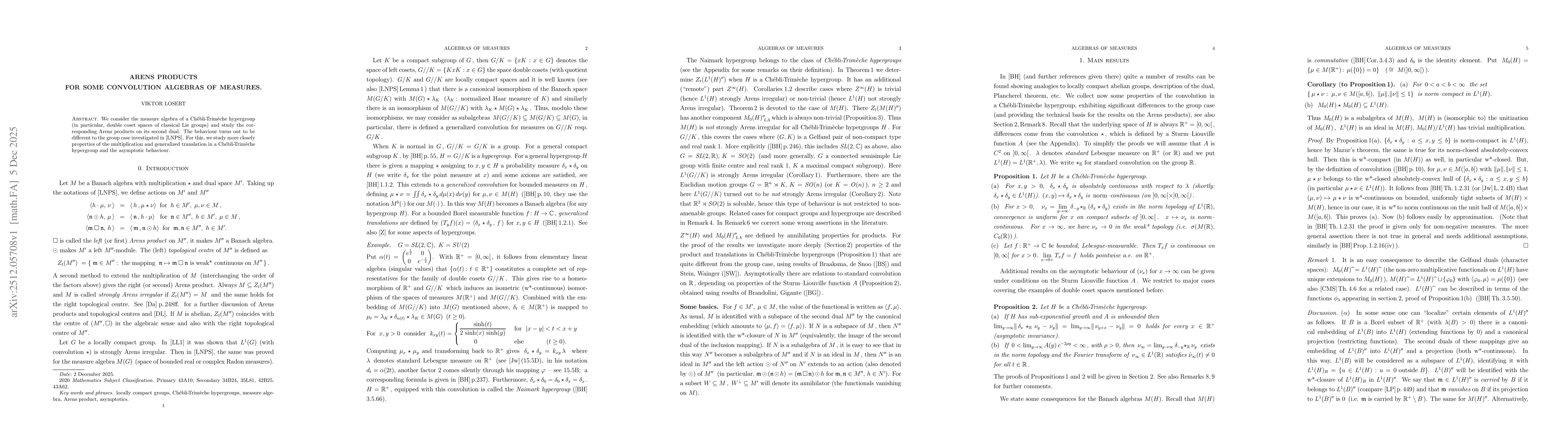 Thumbnail for Arens products for some convolution algebras of measures
