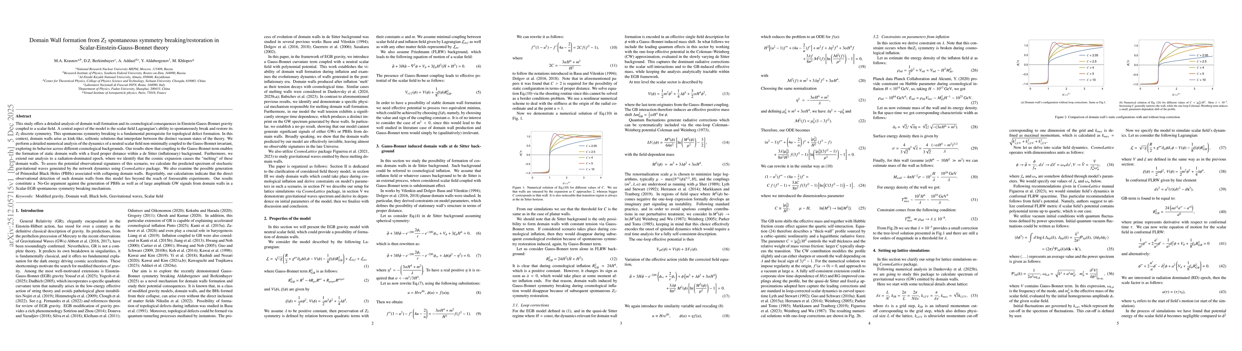 Thumbnail for Domain Wall formation from $Z_2$ spontaneous symmetry breaking/restoration in Scalar-Einstein-Gauss-Bonnet theory
