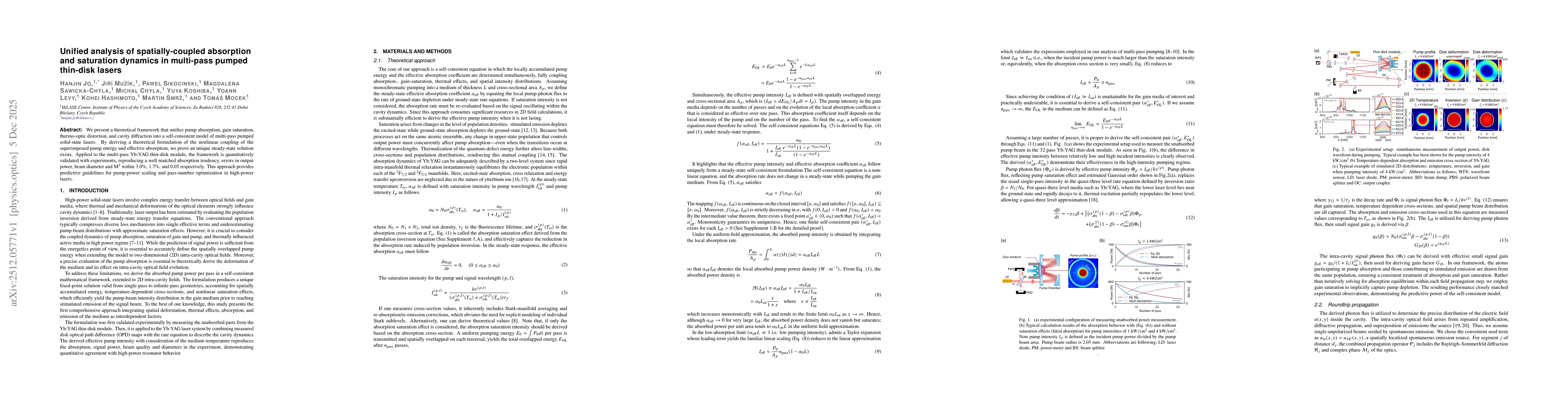 Thumbnail for Unified analysis of spatially-coupled absorption and saturation dynamics in multi-pass pumped thin-disk lasers
