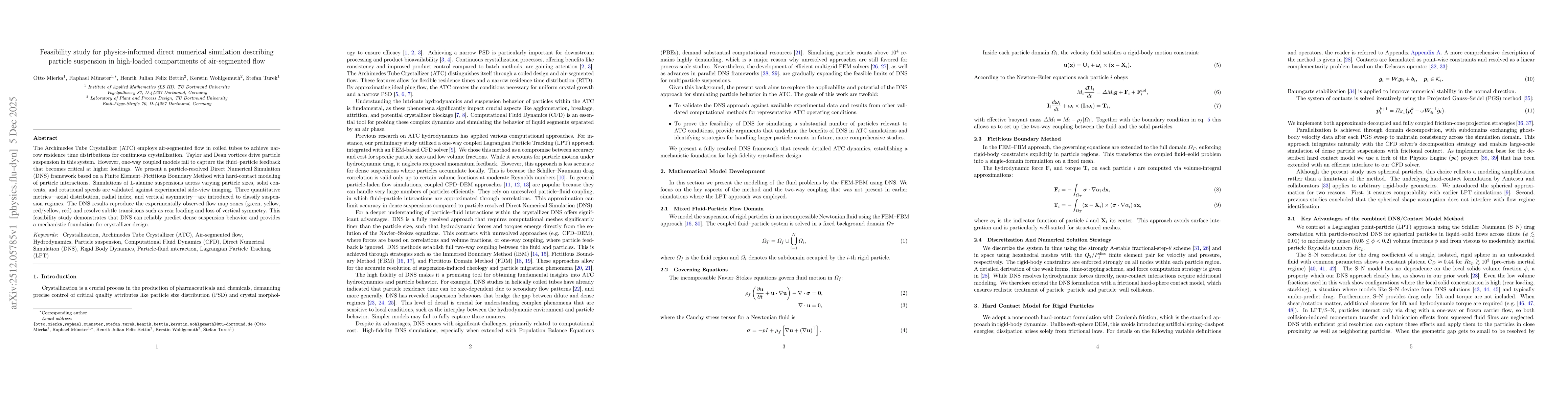 Thumbnail for Feasibility study for physics-informed direct numerical simulation describing particle suspension in high-loaded compartments of air-segmented flow