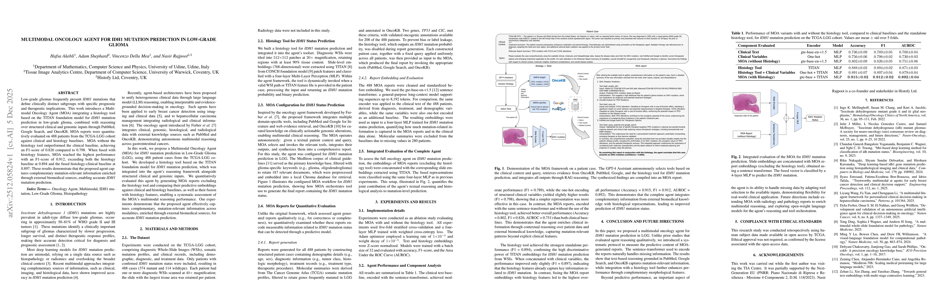 Thumbnail for Multimodal Oncology Agent for IDH1 Mutation Prediction in Low-Grade Glioma