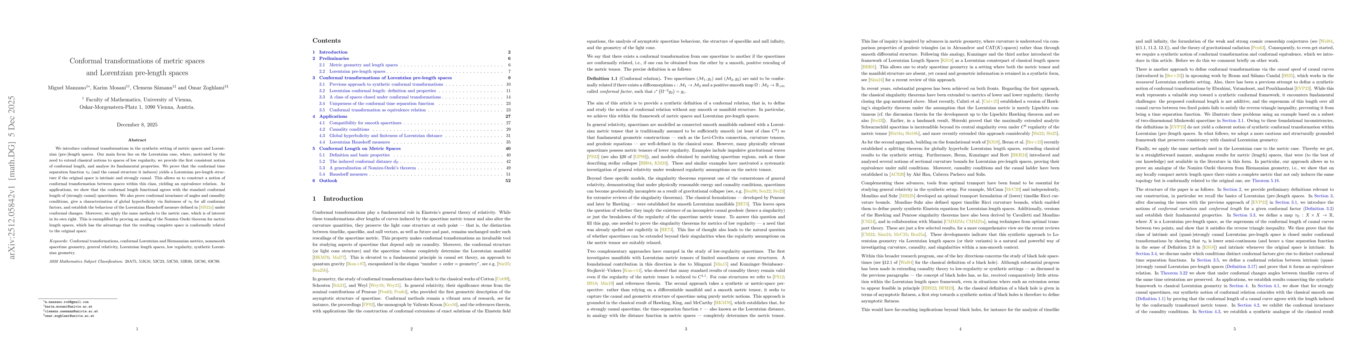 Thumbnail for Conformal transformations of metric spaces and Lorentzian pre-length spaces