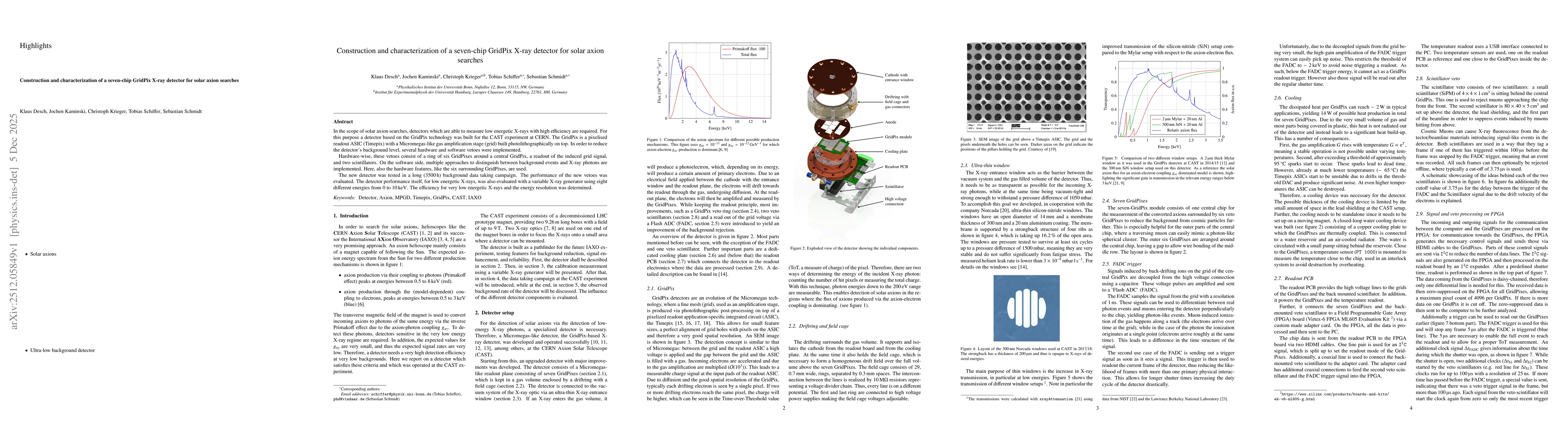 Thumbnail for Construction and characterization of a seven-chip GridPix X-ray detector for solar axion searches