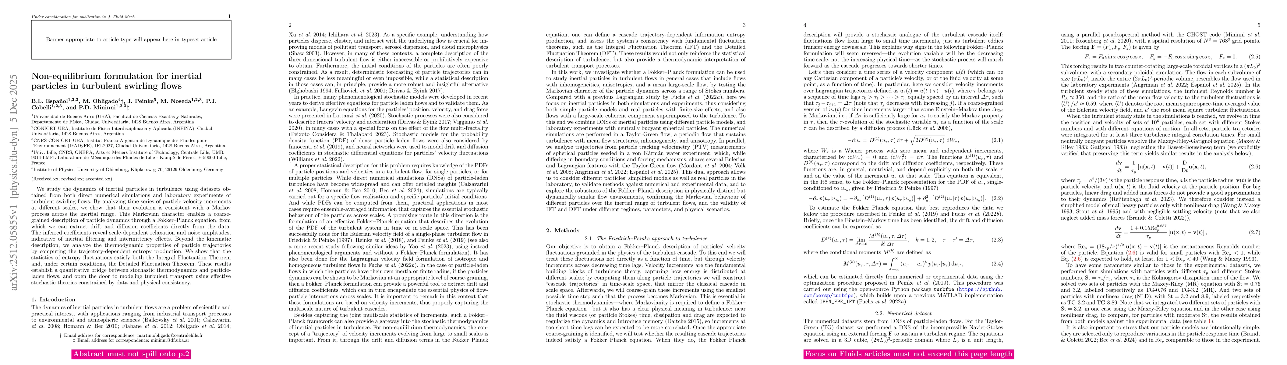 Thumbnail for Non-equilibrium formulation for inertial particles in turbulent swirling flows