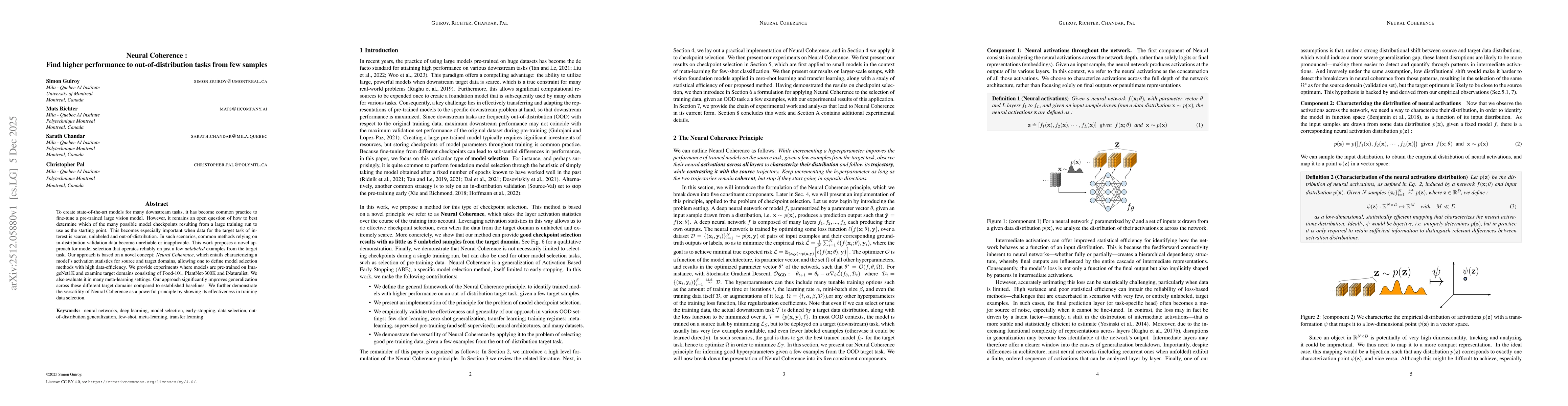 Thumbnail for Neural Coherence : Find higher performance to out-of-distribution tasks from few samples