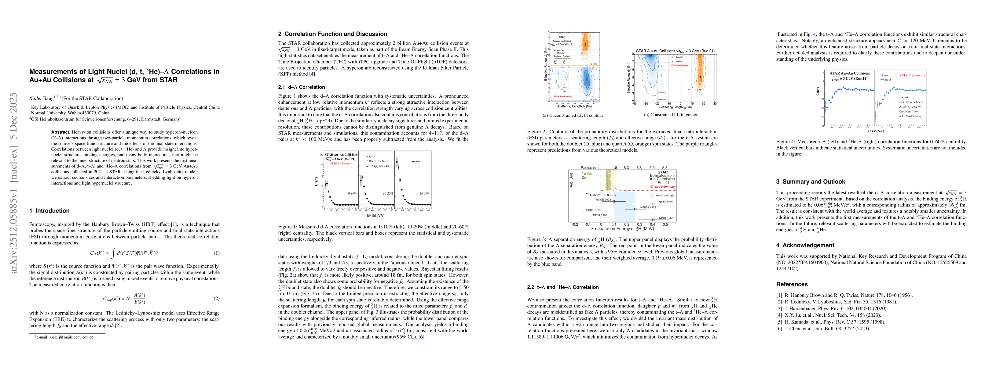 Thumbnail for Measurements of Light Nuclei (d, t, $^3$He)-$Λ$ Correlations in Au+Au Collisions at $\sqrt{s_{NN}}=3$ GeV from STAR