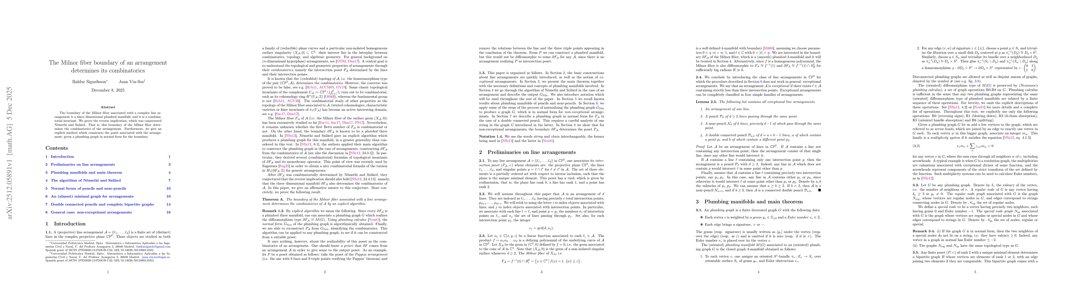 Thumbnail for The Milnor fiber boundary of an arrangement determines its combinatorics