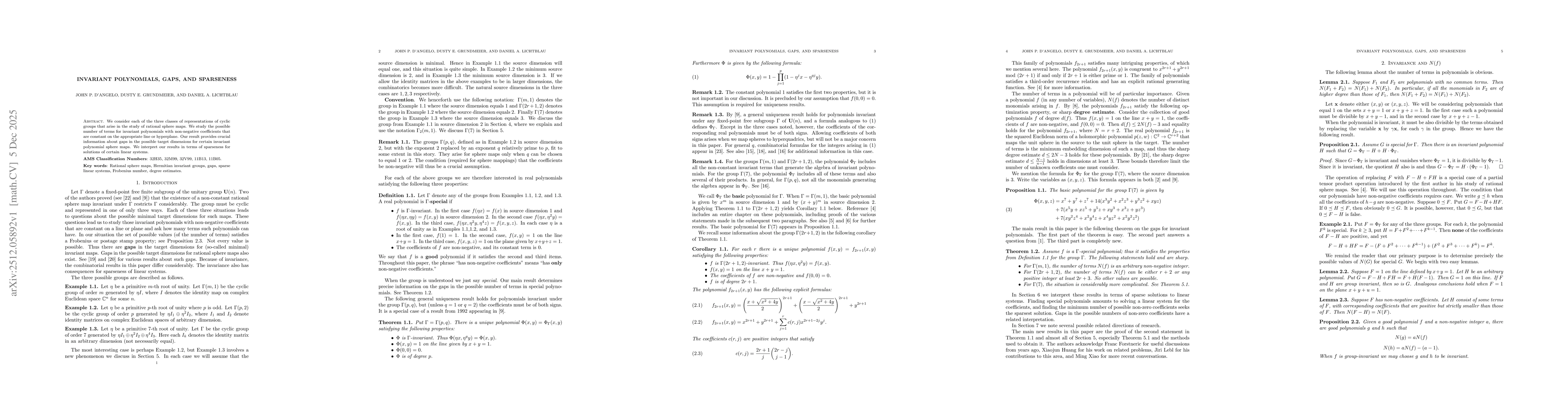 Thumbnail for Invariant polynomials, gaps, and sparseness