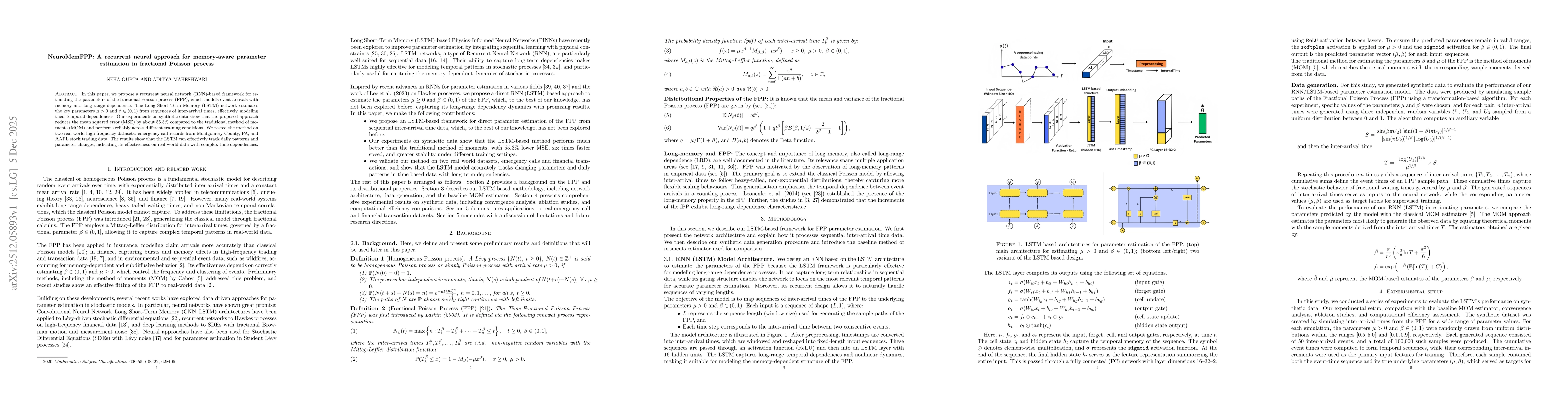 Thumbnail for NeuroMemFPP: A recurrent neural approach for memory-aware parameter estimation in fractional Poisson process