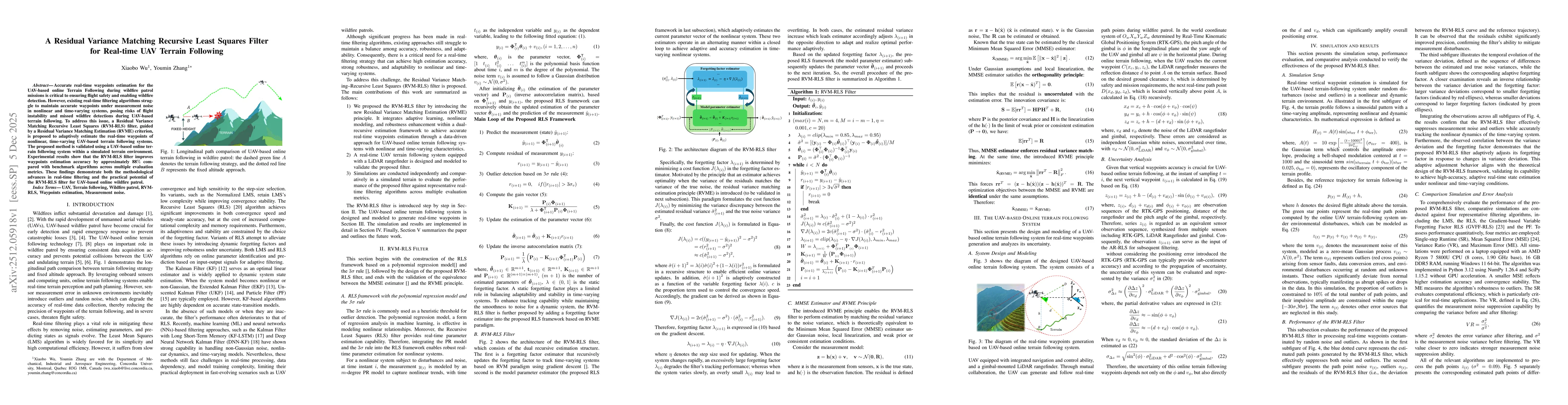 Thumbnail for A Residual Variance Matching Recursive Least Squares Filter for Real-time UAV Terrain Following