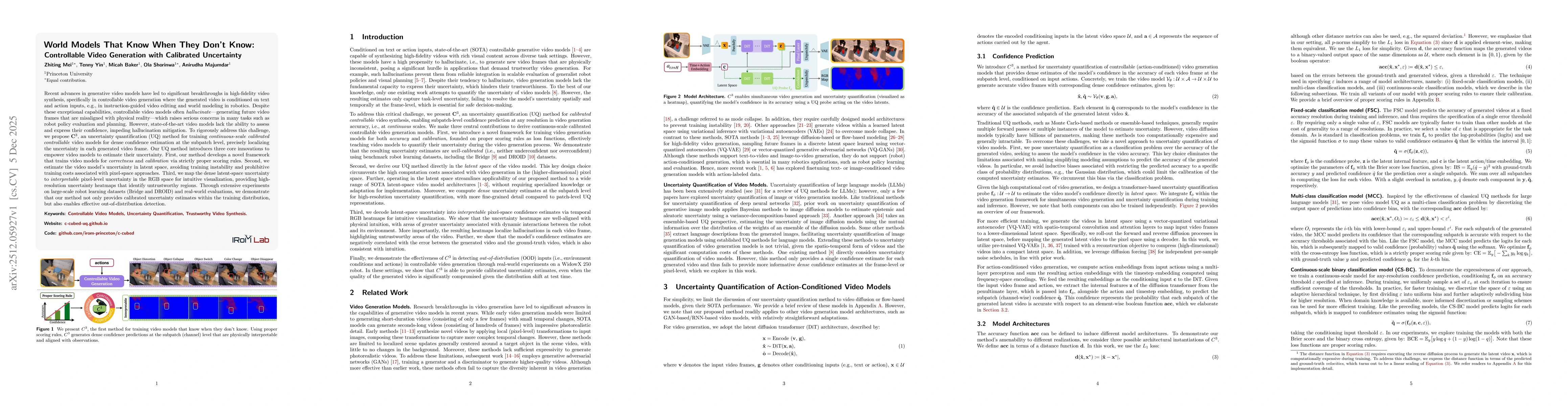 Thumbnail for World Models That Know When They Don't Know: Controllable Video Generation with Calibrated Uncertainty