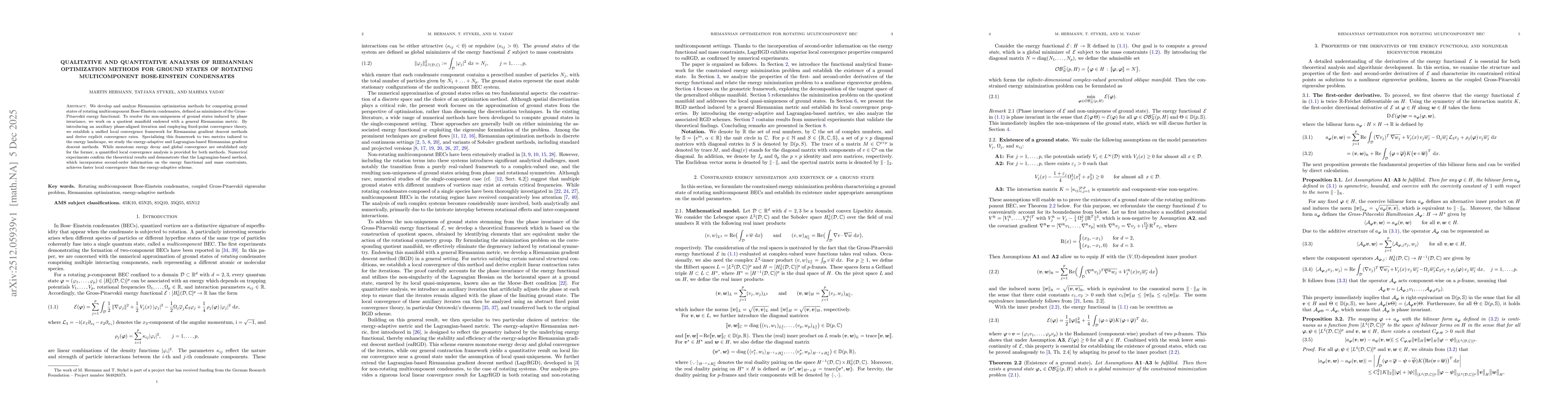 Thumbnail for Qualitative and Quantitative Analysis of Riemannian Optimization Methods for Ground States of Rotating Multicomponent Bose-Einstein Condensates