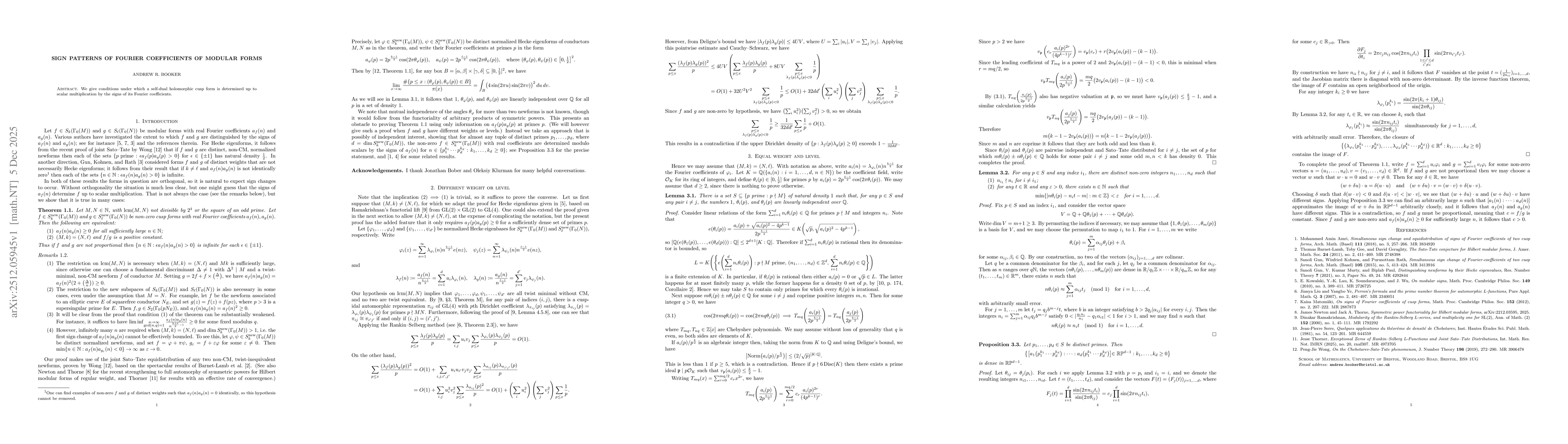 Thumbnail for Sign patterns of Fourier coefficients of modular forms