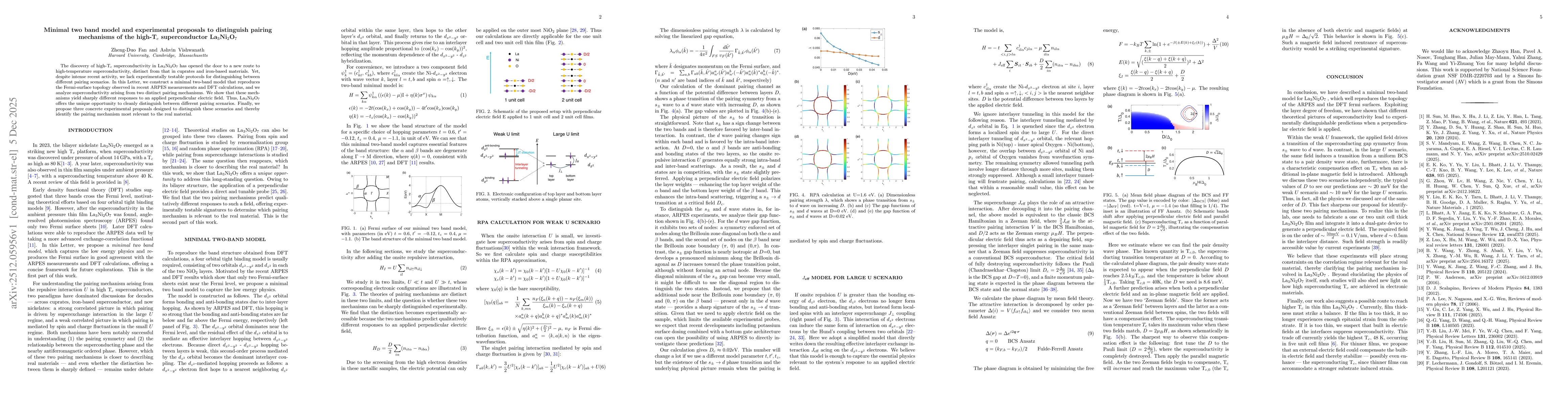 Thumbnail for Minimal two band model and experimental proposals to distinguish pairing mechanisms of the high-T$_c$ superconductor La$_3$Ni$_2$O$_7$