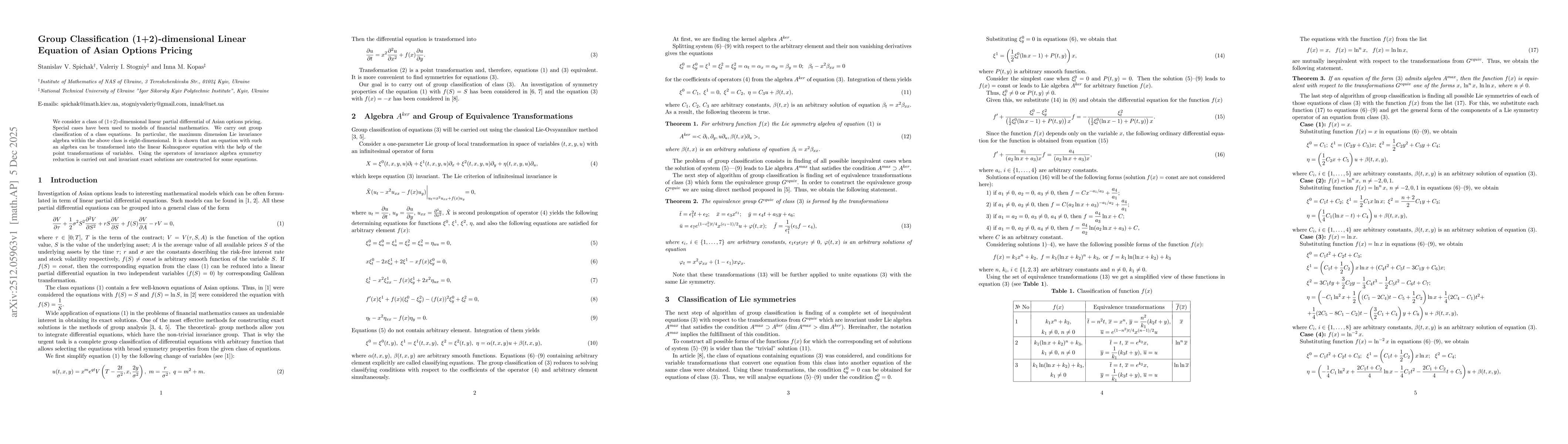 Thumbnail for Group Classification (1+2)-dimensional Linear Equation of Asian Options Pricing