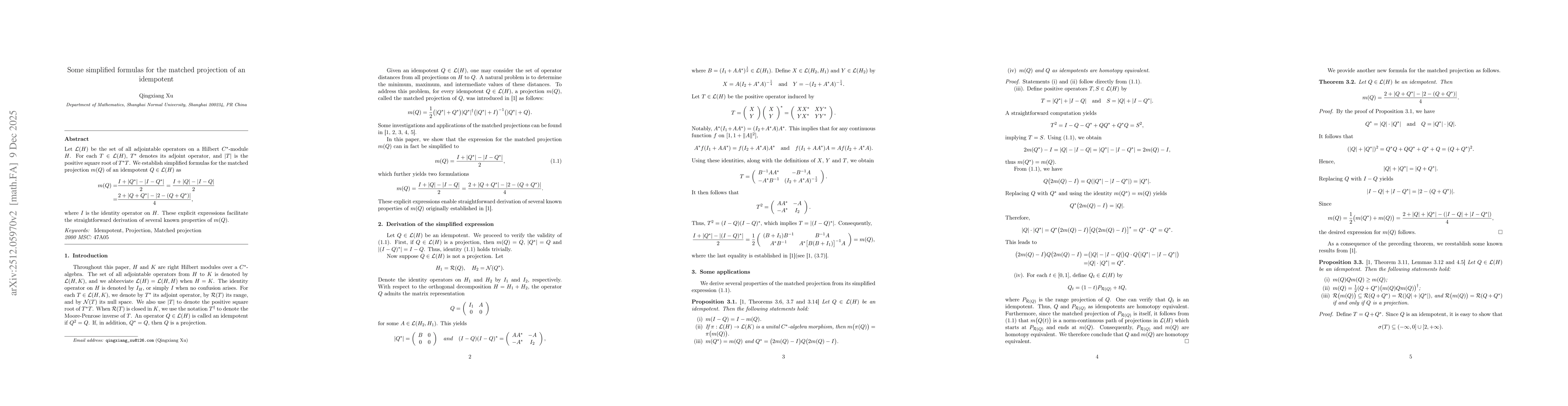 Thumbnail for A simplified formula for the matched projection of an idempotent