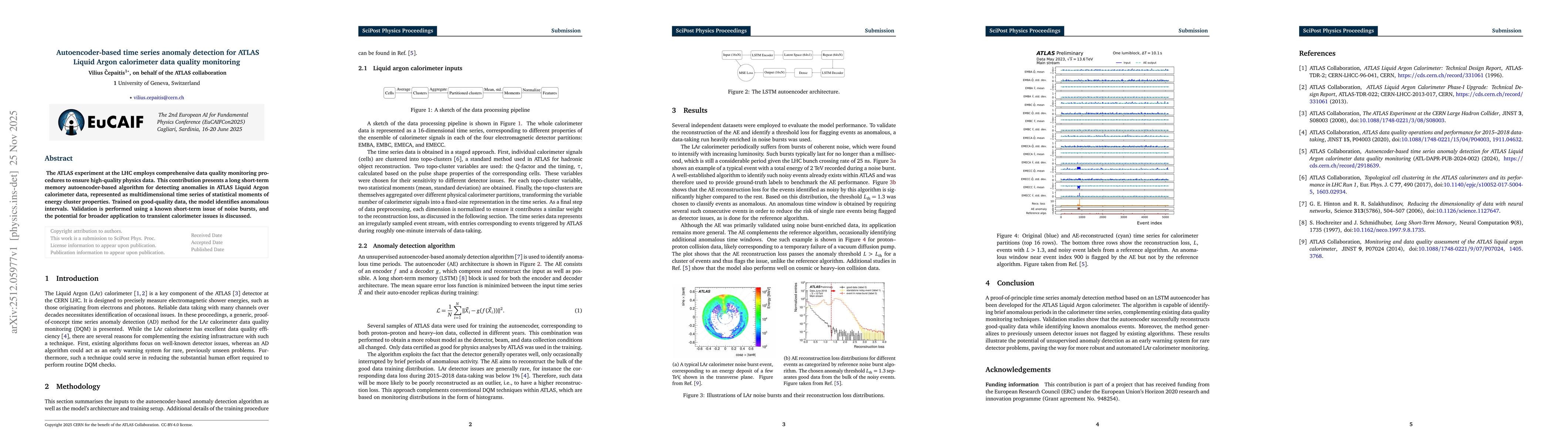 Thumbnail for Autoencoder-based time series anomaly detection for ATLAS Liquid Argon calorimeter data quality monitoring
