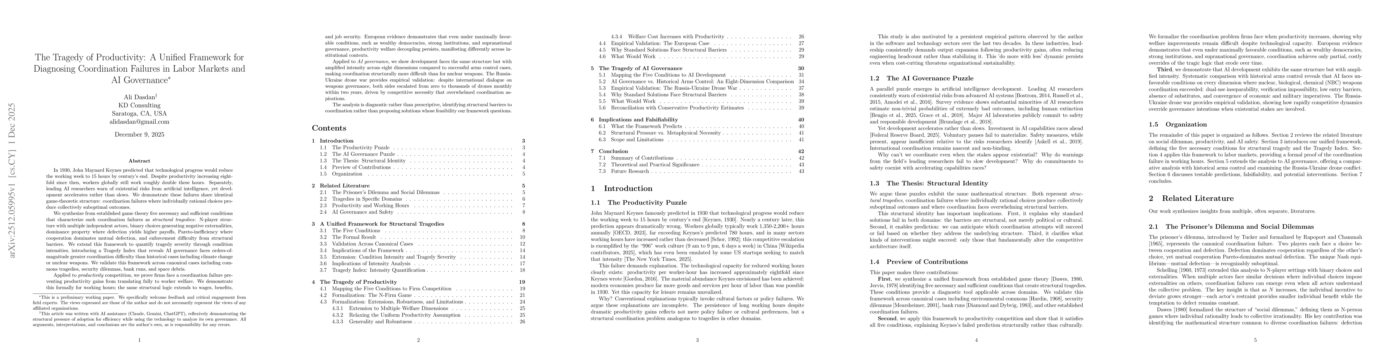 Thumbnail for The Tragedy of Productivity: A Unified Framework for Diagnosing Coordination Failures in Labor Markets and AI Governance