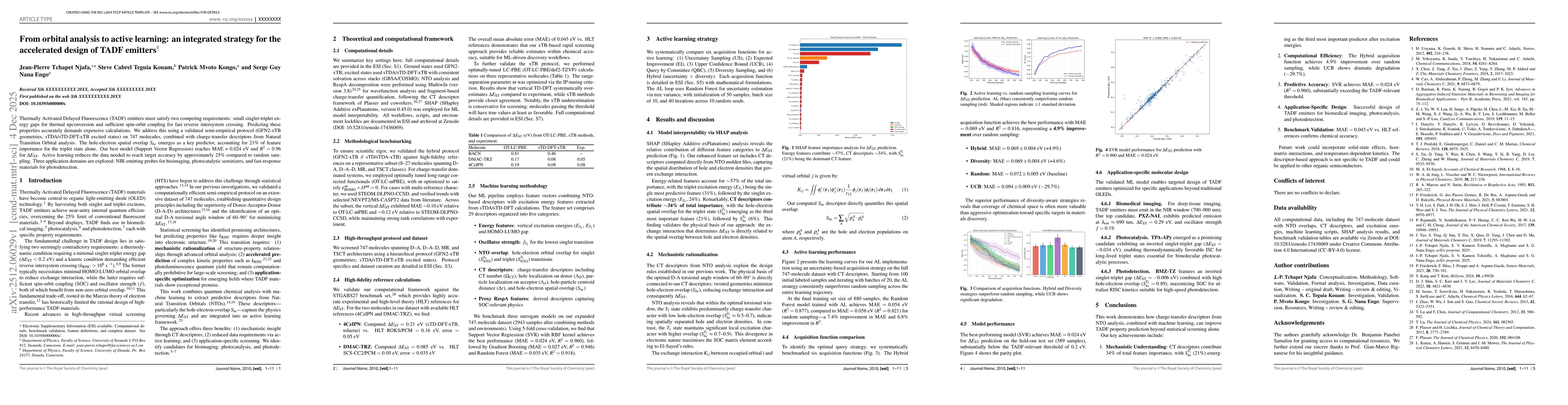 Thumbnail for From orbital analysis to active learning: an integrated strategy for the accelerated design of TADF emitters
