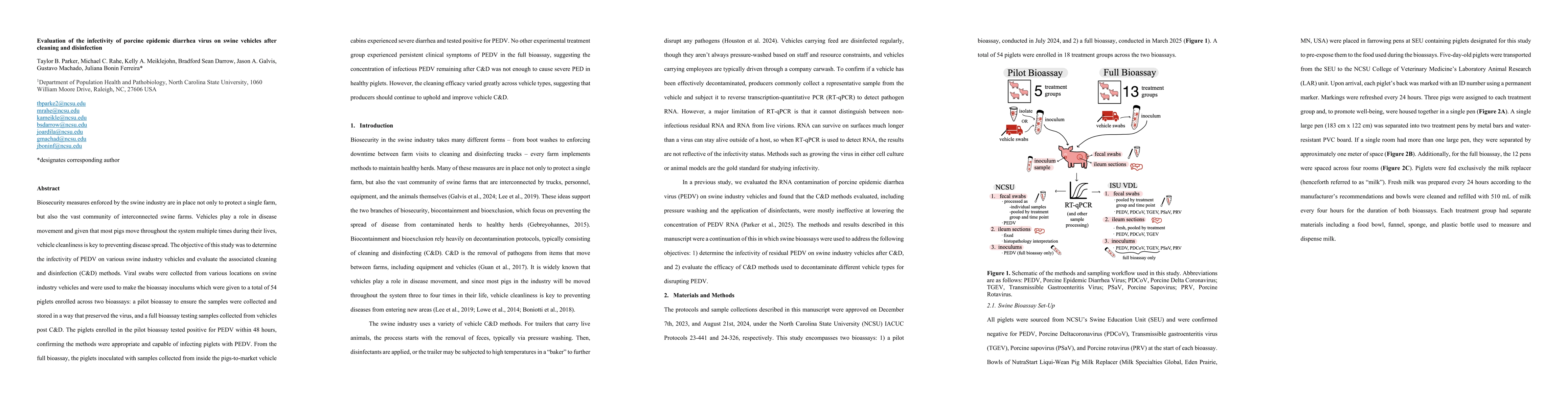 Thumbnail for Evaluation of the infectivity of porcine epidemic diarrhea virus on swine vehicles after cleaning and disinfection
