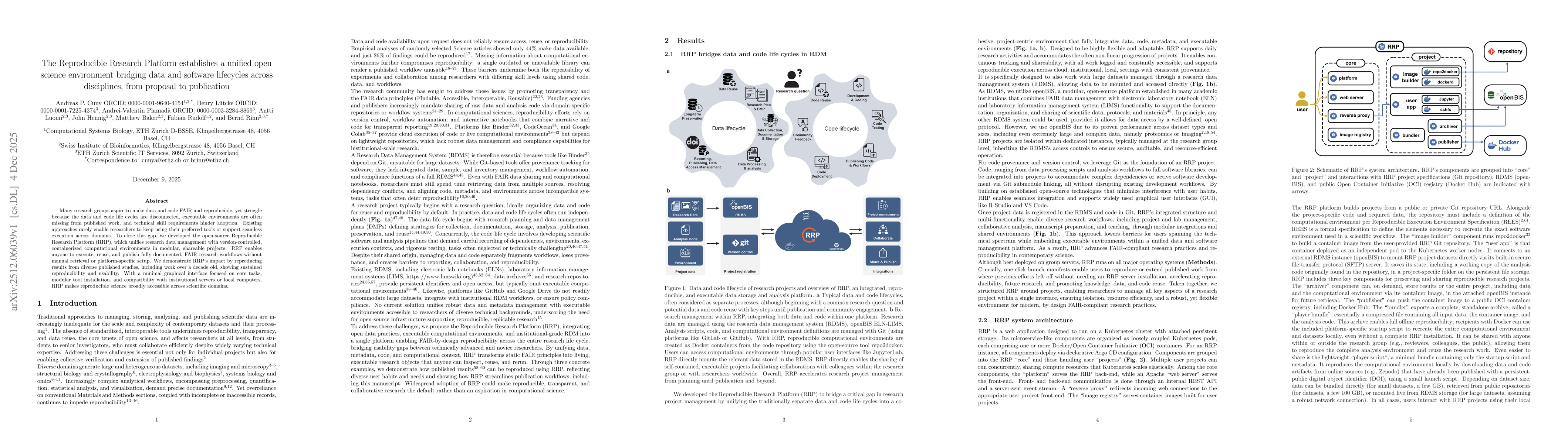 Thumbnail for The Reproducible Research Platform establishes a unified open science environment bridging data and software lifecycles across disciplines, from proposal to publication