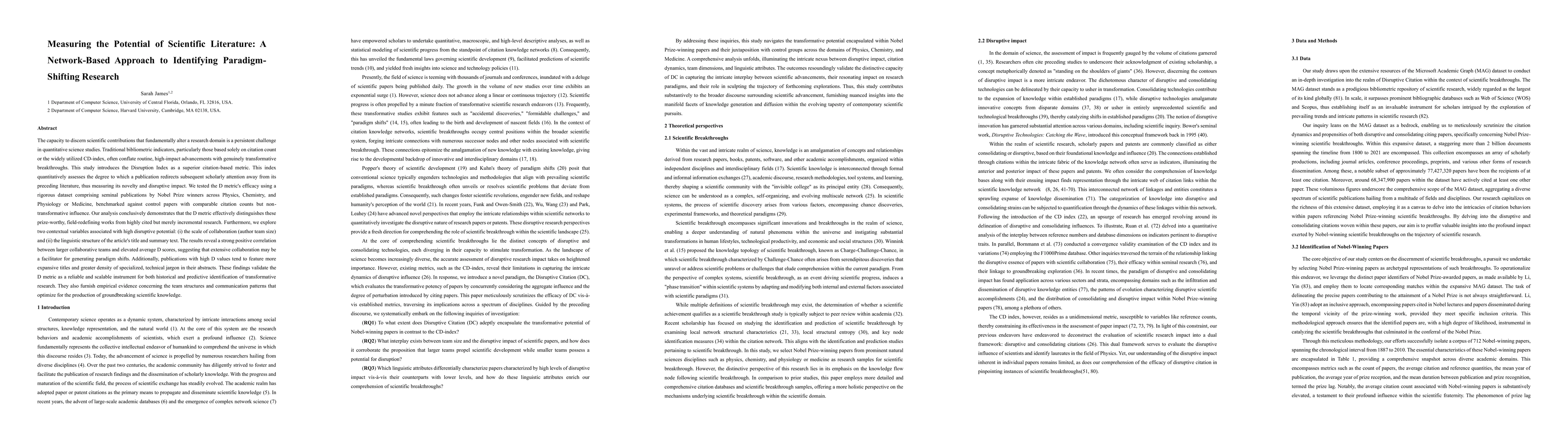 Thumbnail for Measuring the Potential of Scientific Literature: A Network-Based Approach to Identifying Paradigm-Shifting Research