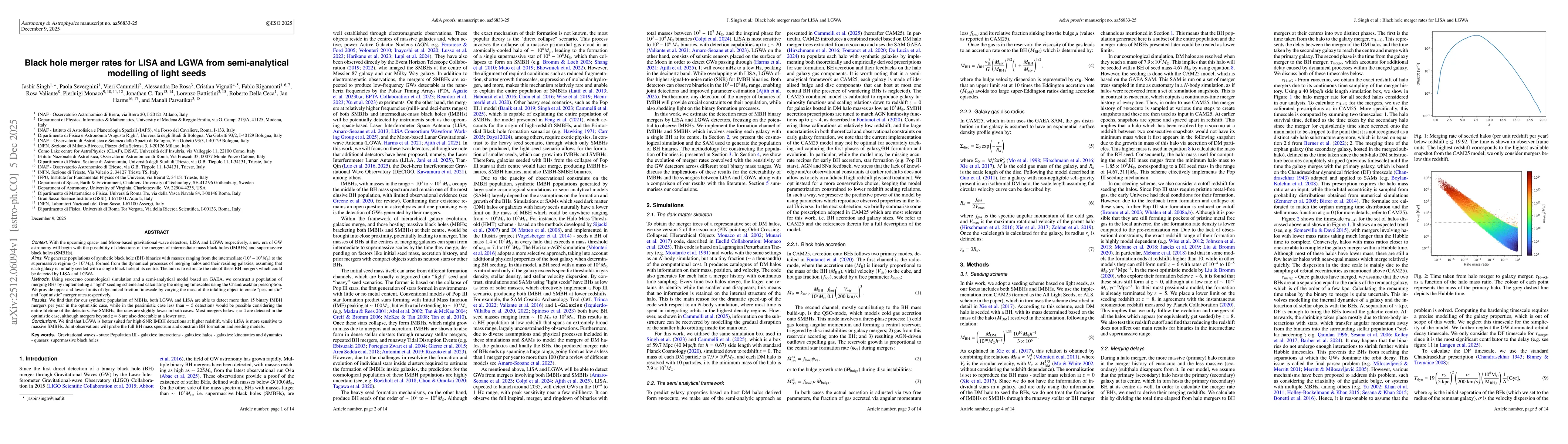 Thumbnail for Black hole merger rates for LISA and LGWA from semi-analytical modelling of light seeds