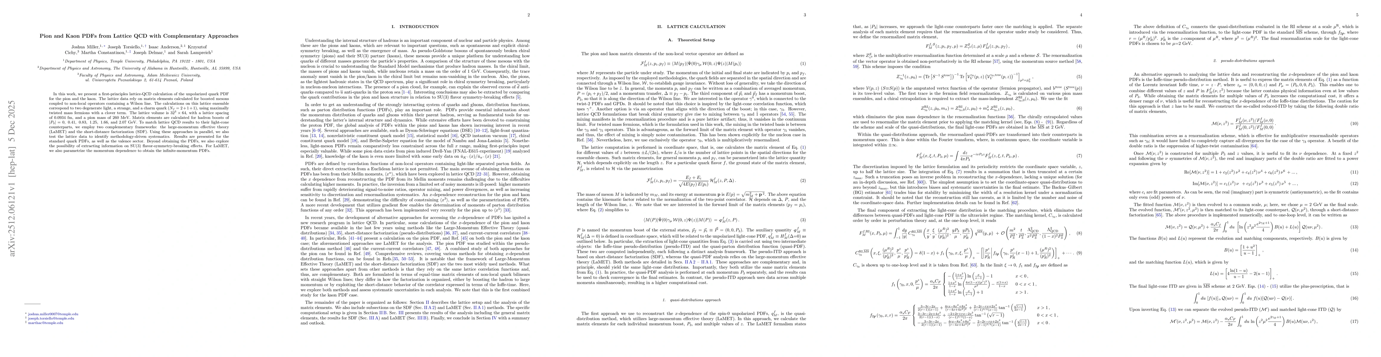 Thumbnail for Pion and Kaon PDFs from Lattice QCD with Complementary Approaches