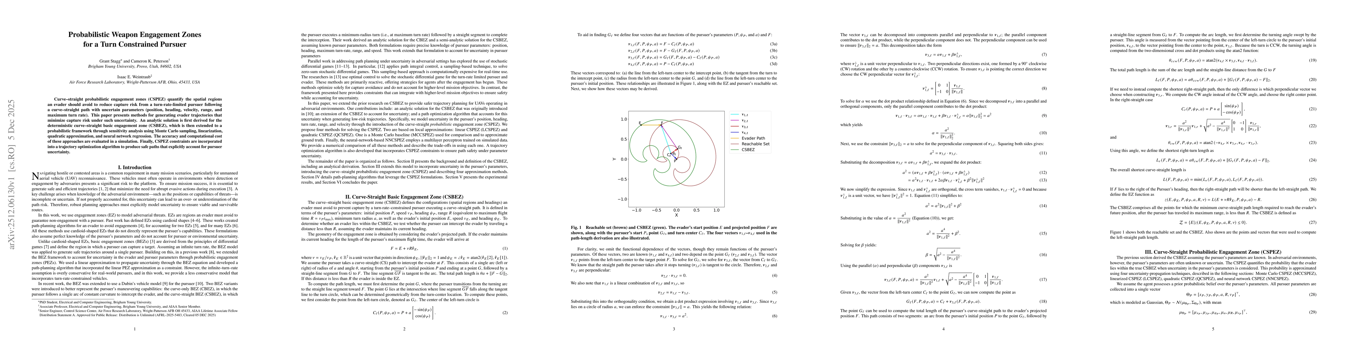 Thumbnail for Probabilistic Weapon Engagement Zones for a Turn Constrained Pursuer