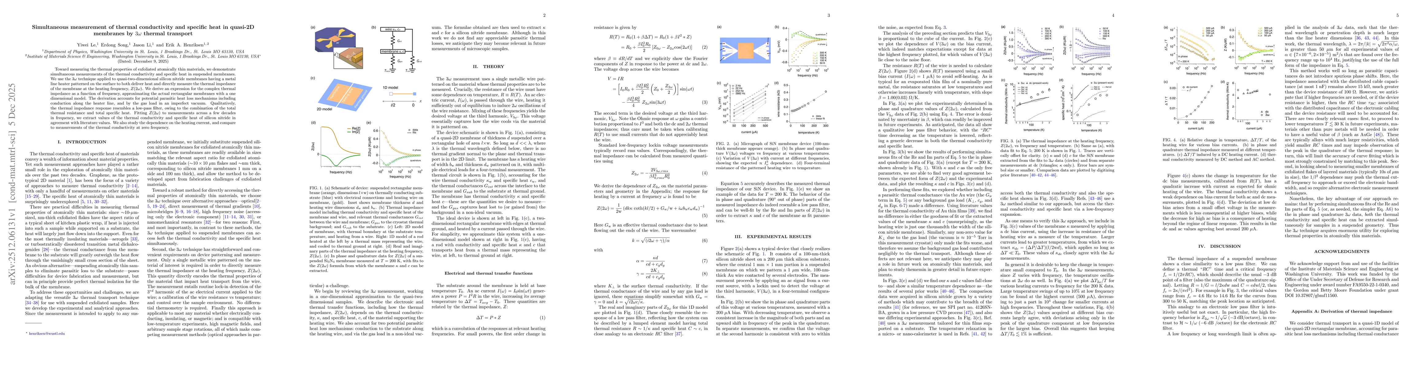 Thumbnail for Simultaneous measurement of thermal conductivity and specific heat in quasi-2D membranes by 3ω thermal transport