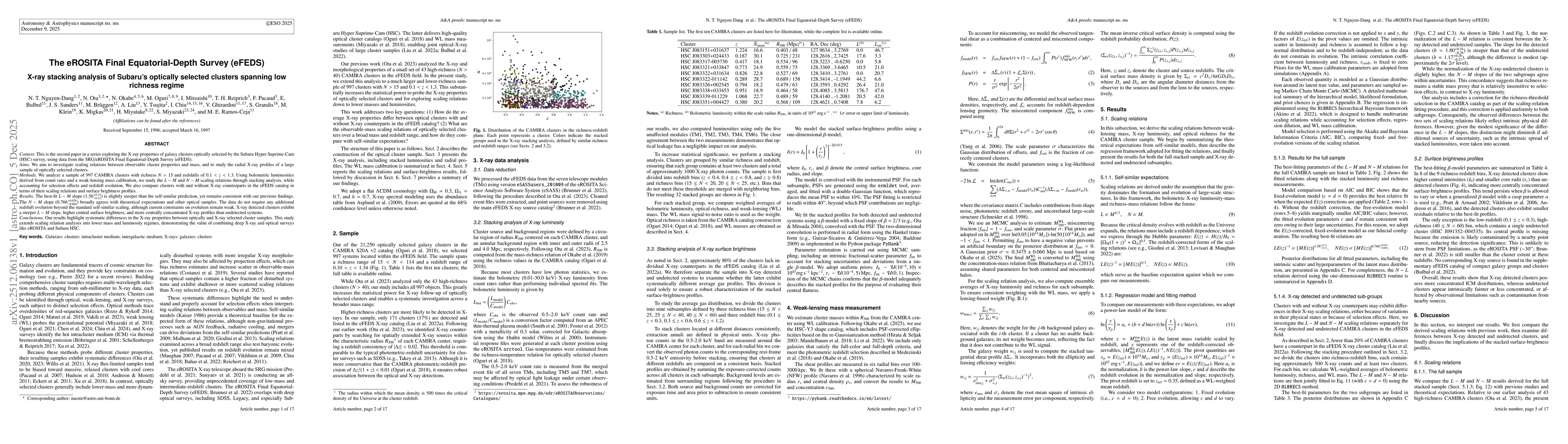 Thumbnail for The eROSITA Final Equatorial-Depth Survey (eFEDS): X-ray stacking analysis of Subaru's optically selected clusters spanning low richness regime