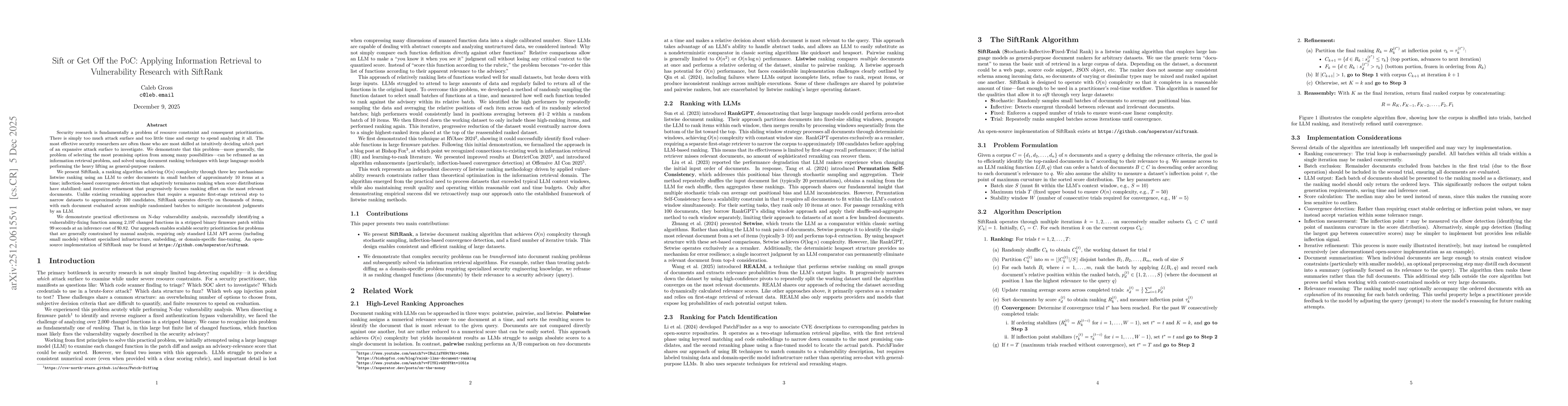 Thumbnail for Sift or Get Off the PoC: Applying Information Retrieval to Vulnerability Research with SiftRank