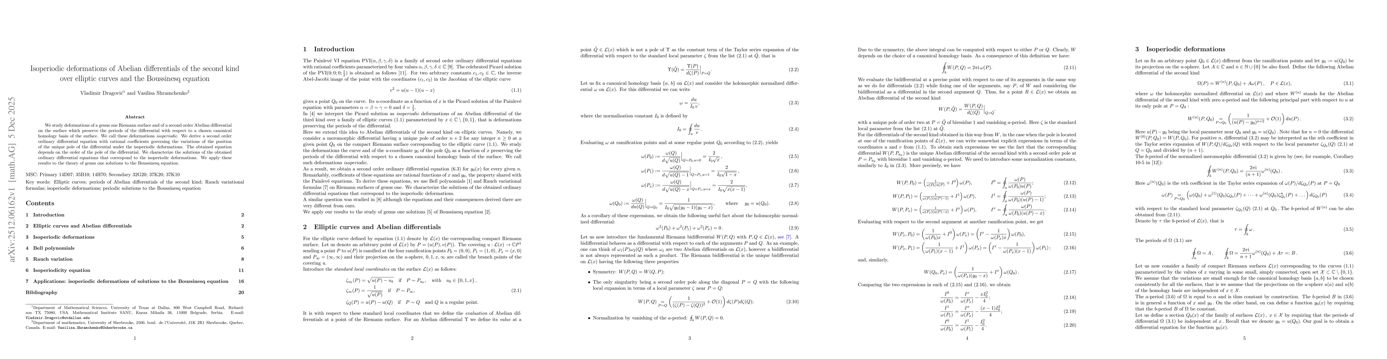 Thumbnail for Isoperiodic deformations of Abelian differentials of the second kind over elliptic curves and the Boussinesq equation