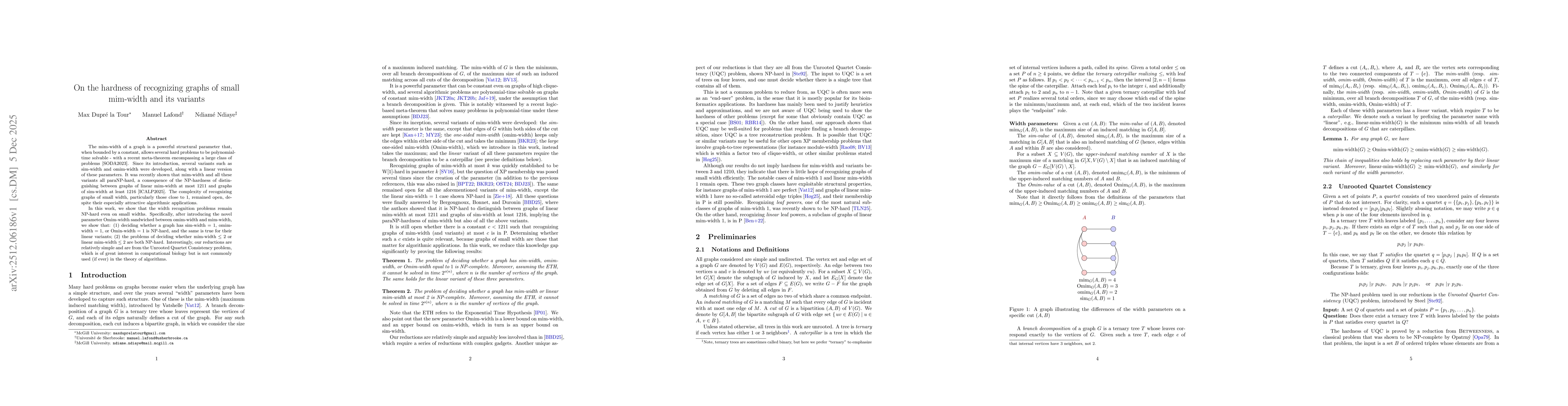 Thumbnail for On the hardness of recognizing graphs of small mim-width and its variants