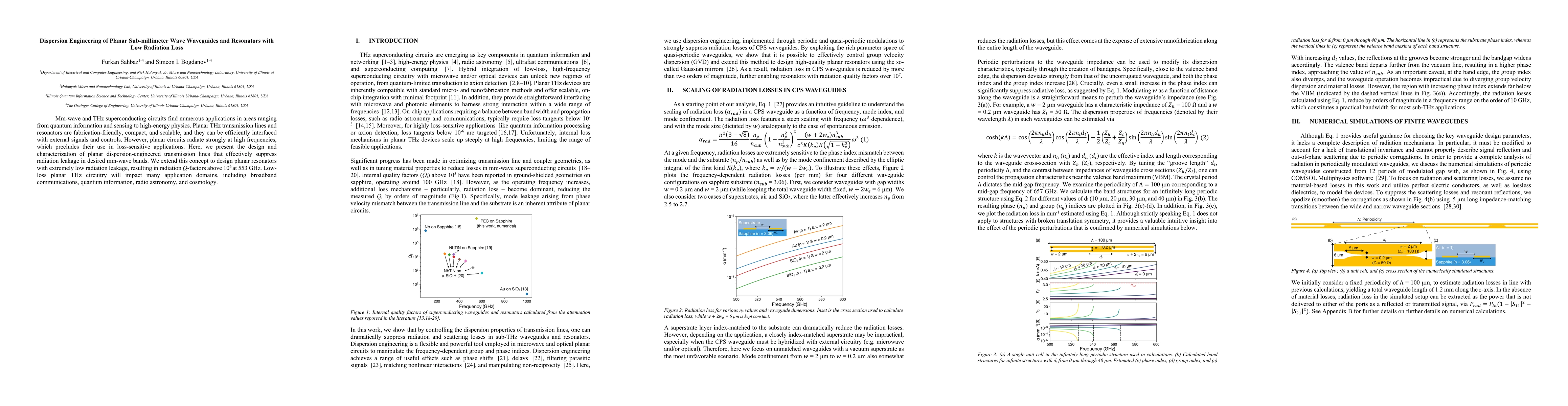 Thumbnail for Dispersion Engineering of Planar Sub-millimeter Wave Waveguides and Resonators with Low Radiation Loss