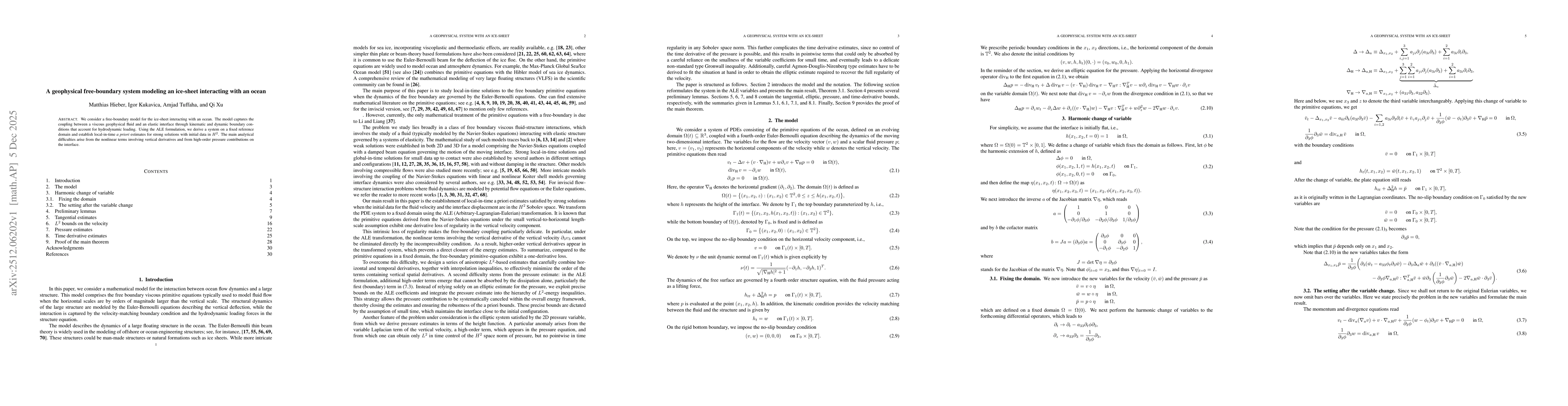 Thumbnail for A geophysical free-boundary system modeling an ice-sheet interacting with an ocean