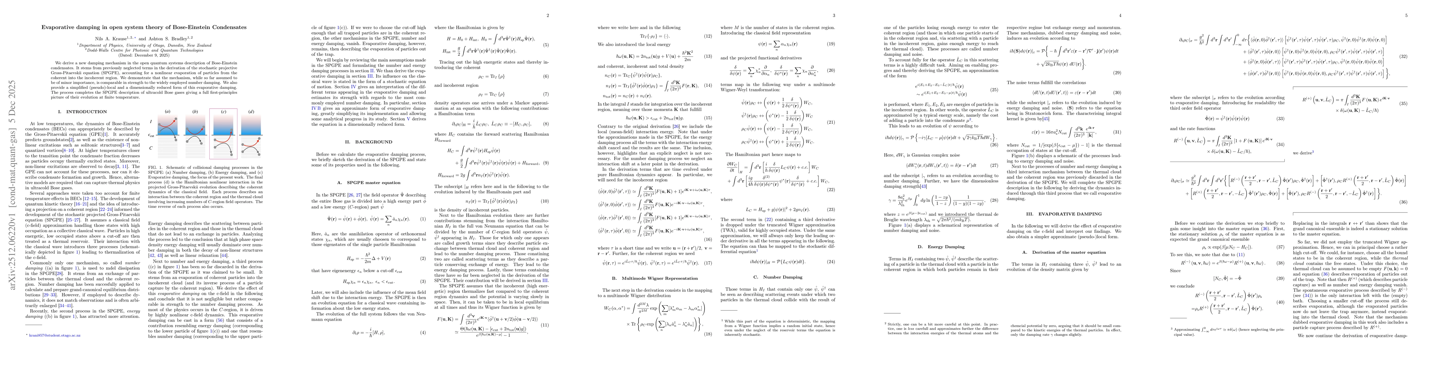 Thumbnail for Evaporative damping in open system theory of Bose-Einstein Condensates