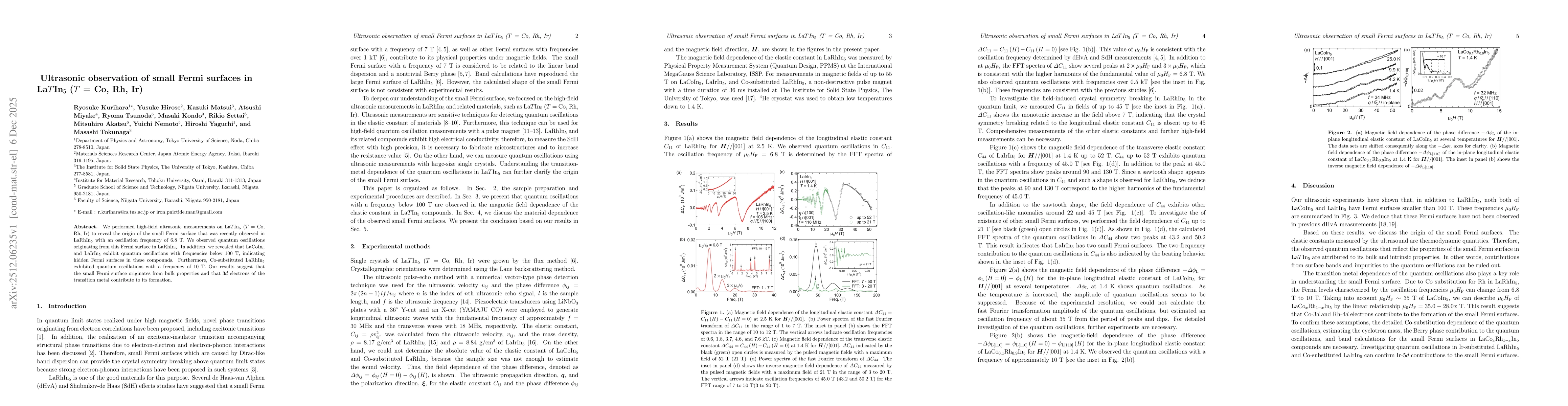 Thumbnail for Ultrasonic observation of small Fermi surfaces in La$T$In$_5$ ($T$ = Co, Rh, Ir)