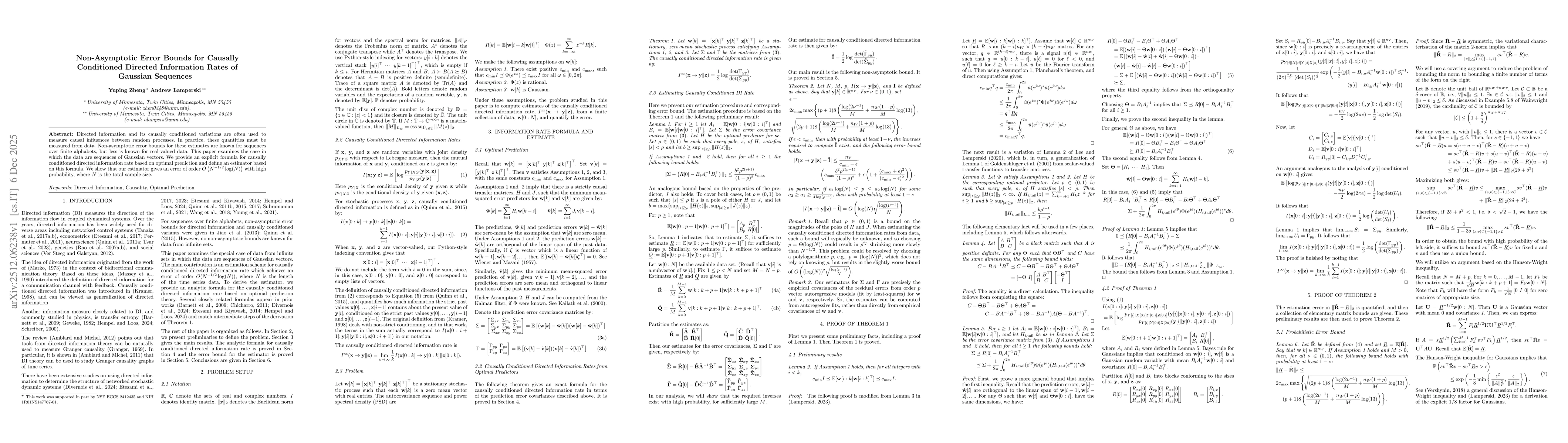 Thumbnail for Non-Asymptotic Error Bounds for Causally Conditioned Directed Information Rates of Gaussian Sequences
