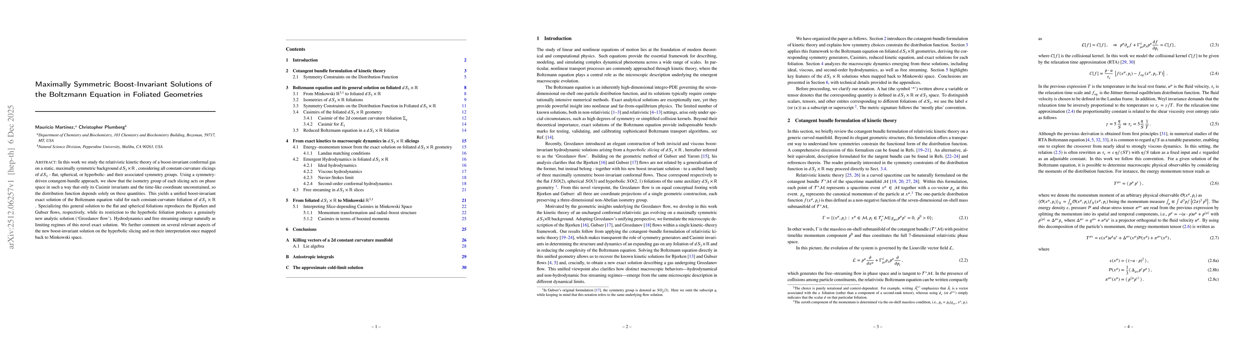 Thumbnail for Maximally Symmetric Boost-Invariant Solutions of the Boltzmann Equation in Foliated Geometries