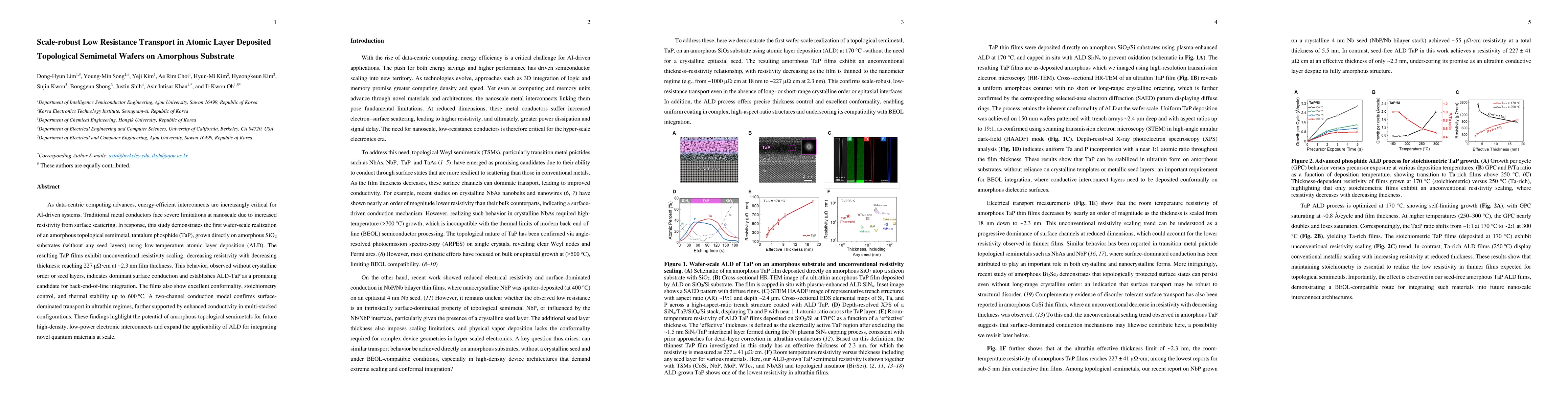 Thumbnail for Scale-robust Low Resistance Transport in Atomic Layer Deposited Topological Semimetal Wafers on Amorphous Substrate