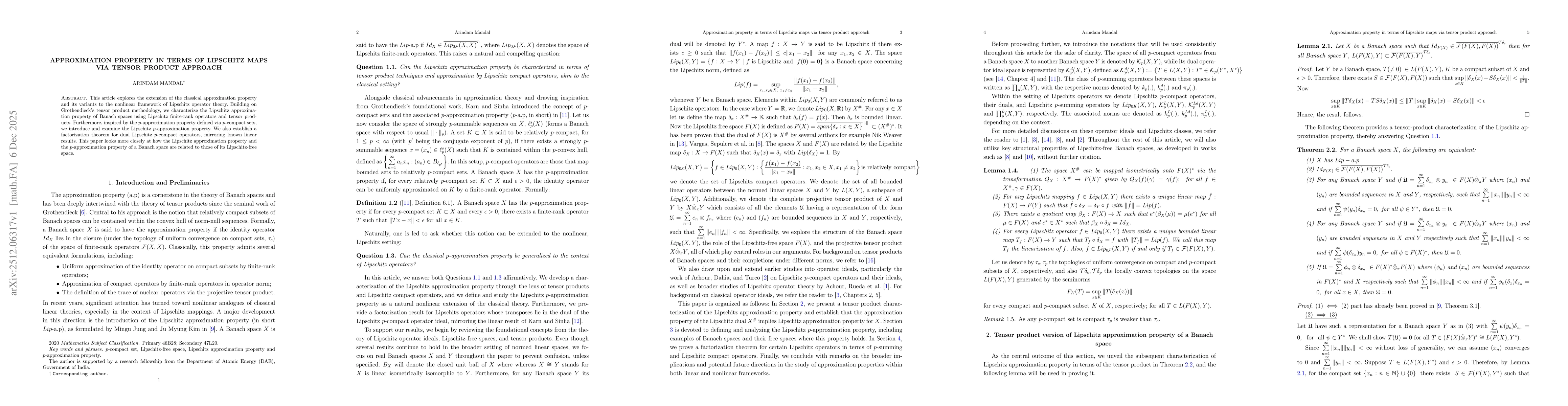 Thumbnail for Approximation property in terms of Lipschitz maps via tensor product approach
