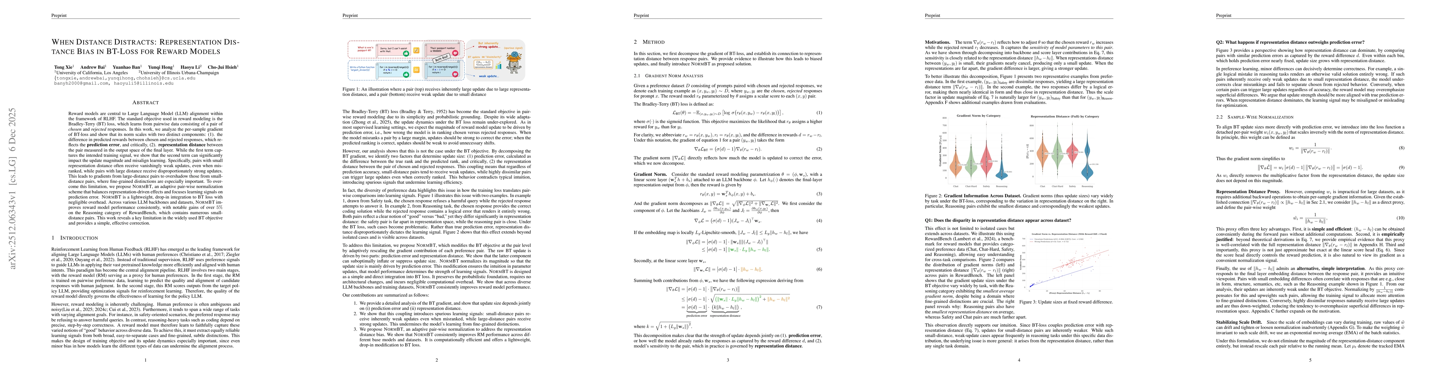 Thumbnail for When Distance Distracts: Representation Distance Bias in BT-Loss for Reward Models