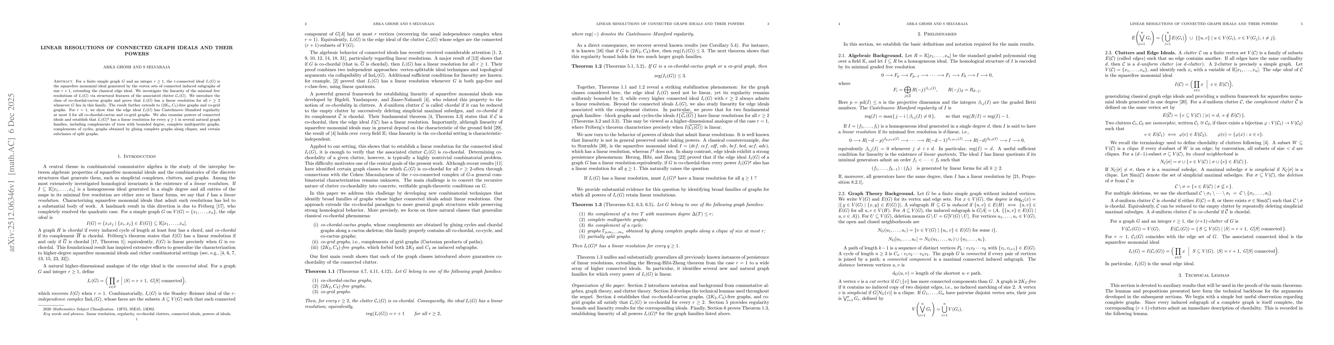 Thumbnail for Linear resolution of connected graph ideals and their powers